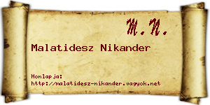 Malatidesz Nikander névjegykártya